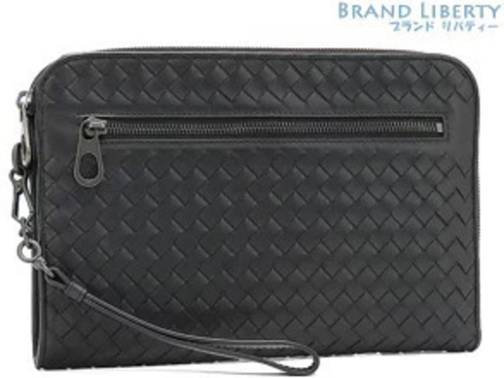 Bottega Veneta Intrecciato Urban Clutch Bag Shoulder Handbag Black Calf